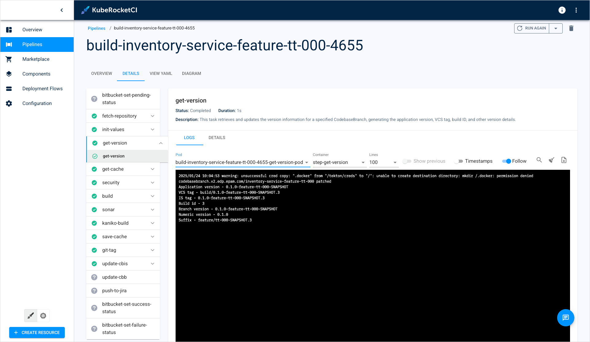 View deploy pipeline details View deploy pipeline details