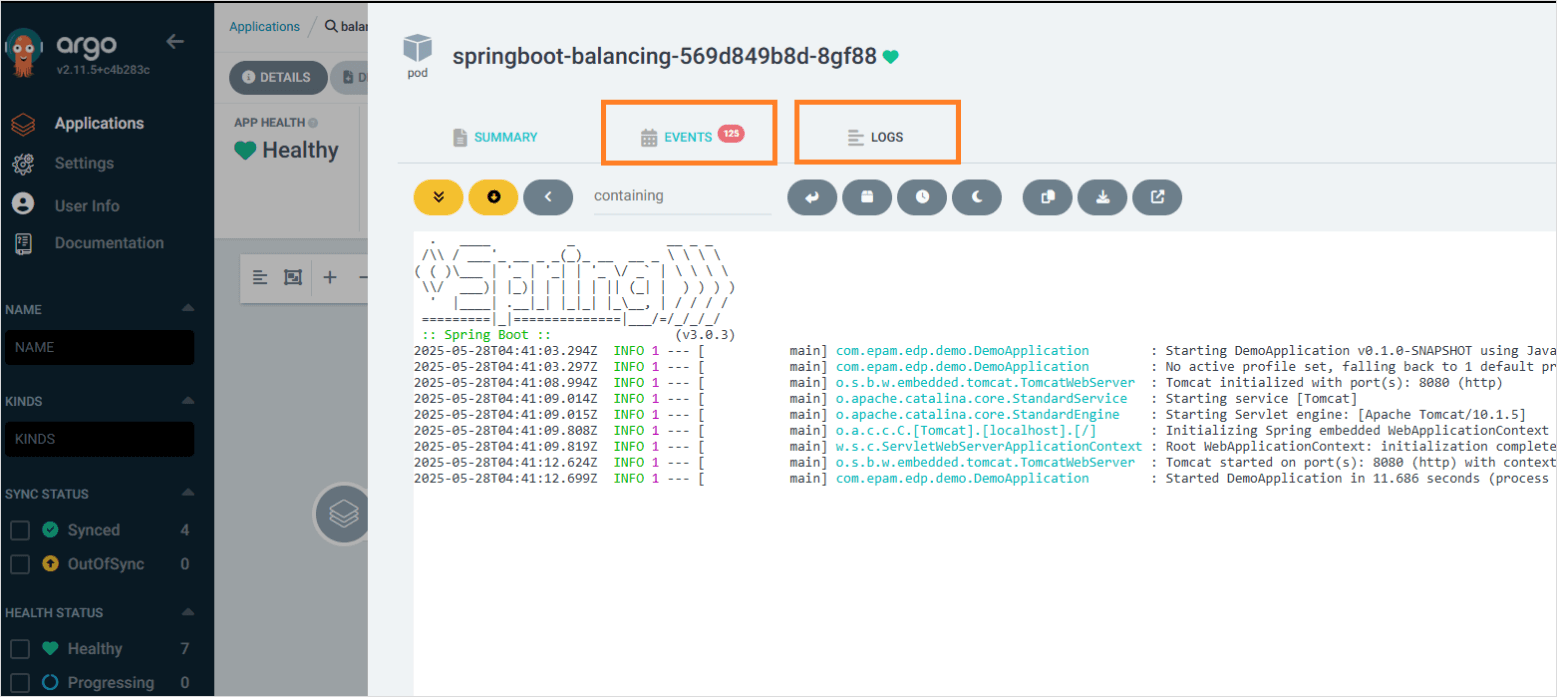Check events and logs Check events and logs