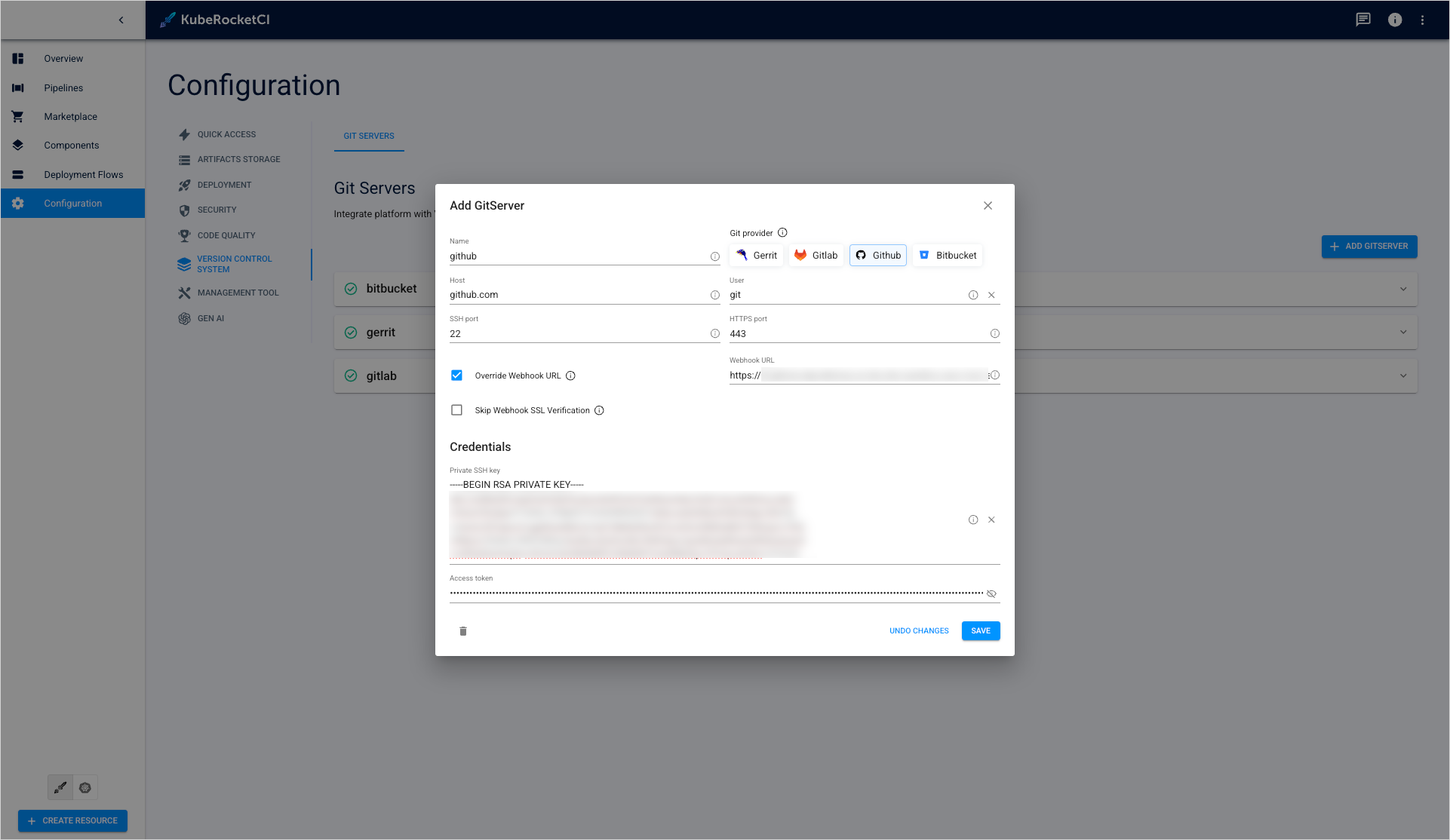 GitHub integration VCS Integration in KubeRocketCI portal