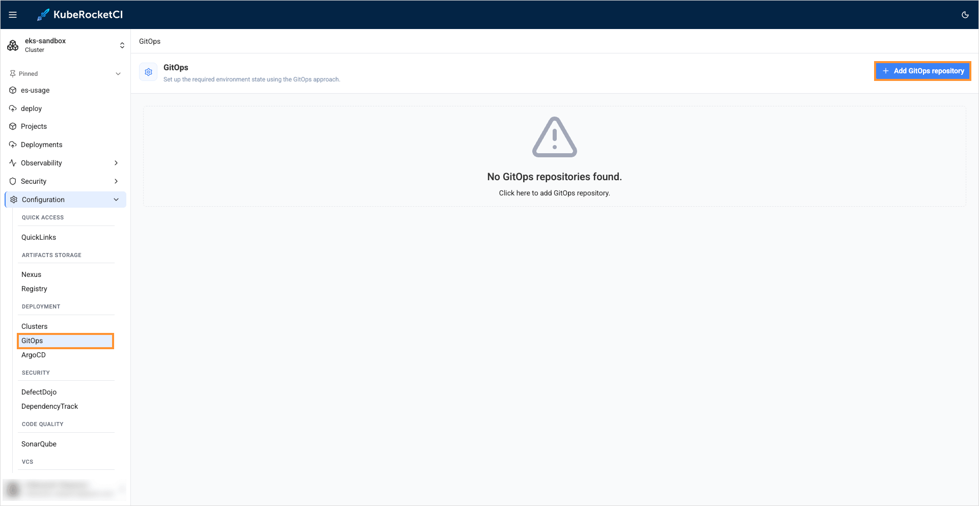 GitOps tab GitOps tab
