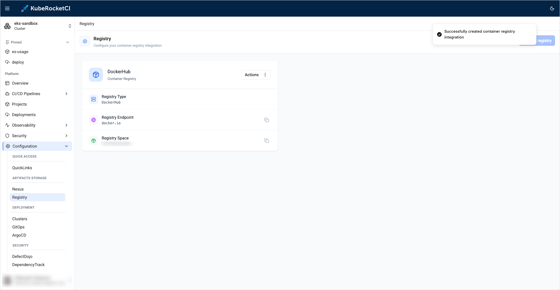 DockerHub integration DockerHub integration