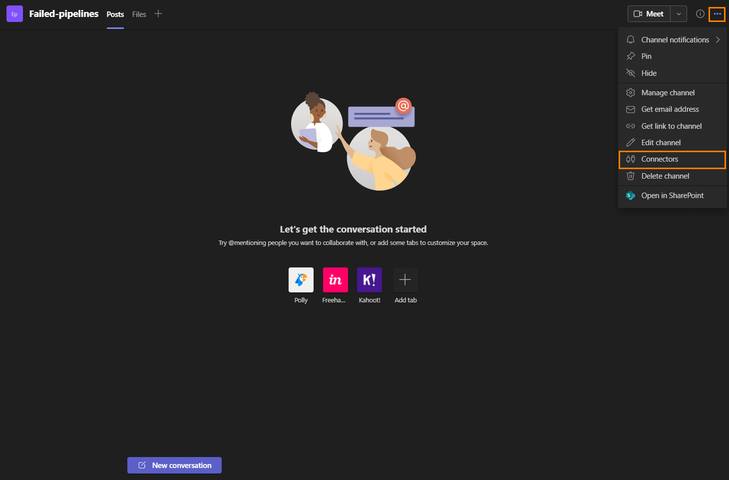 Microsoft Teams menu Menu
