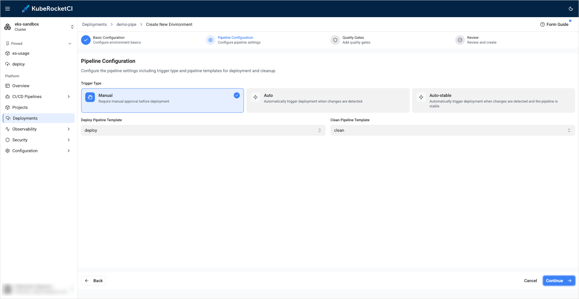 Pipeline configuration Pipeline configuration