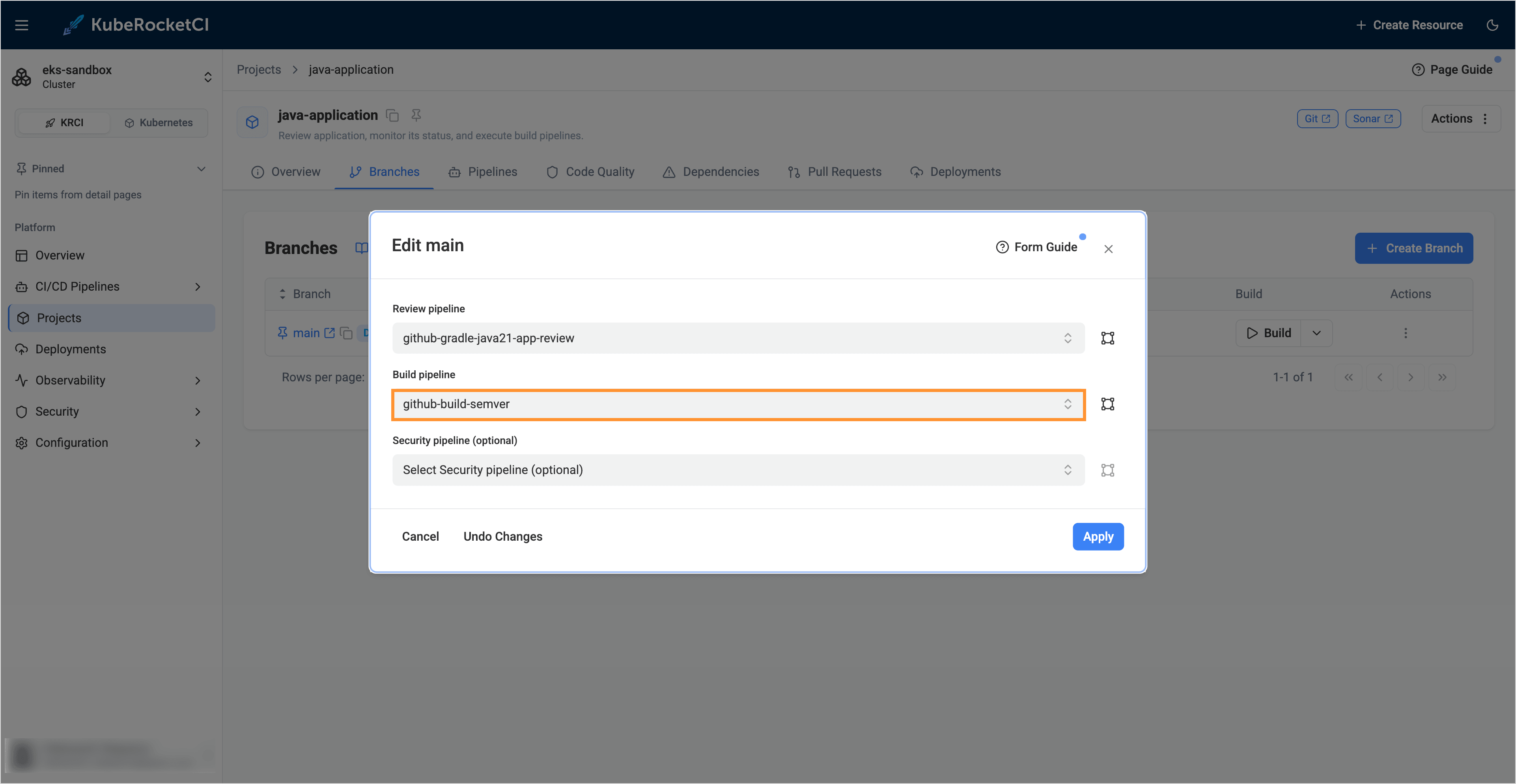 Select Pipeline Select Pipeline
