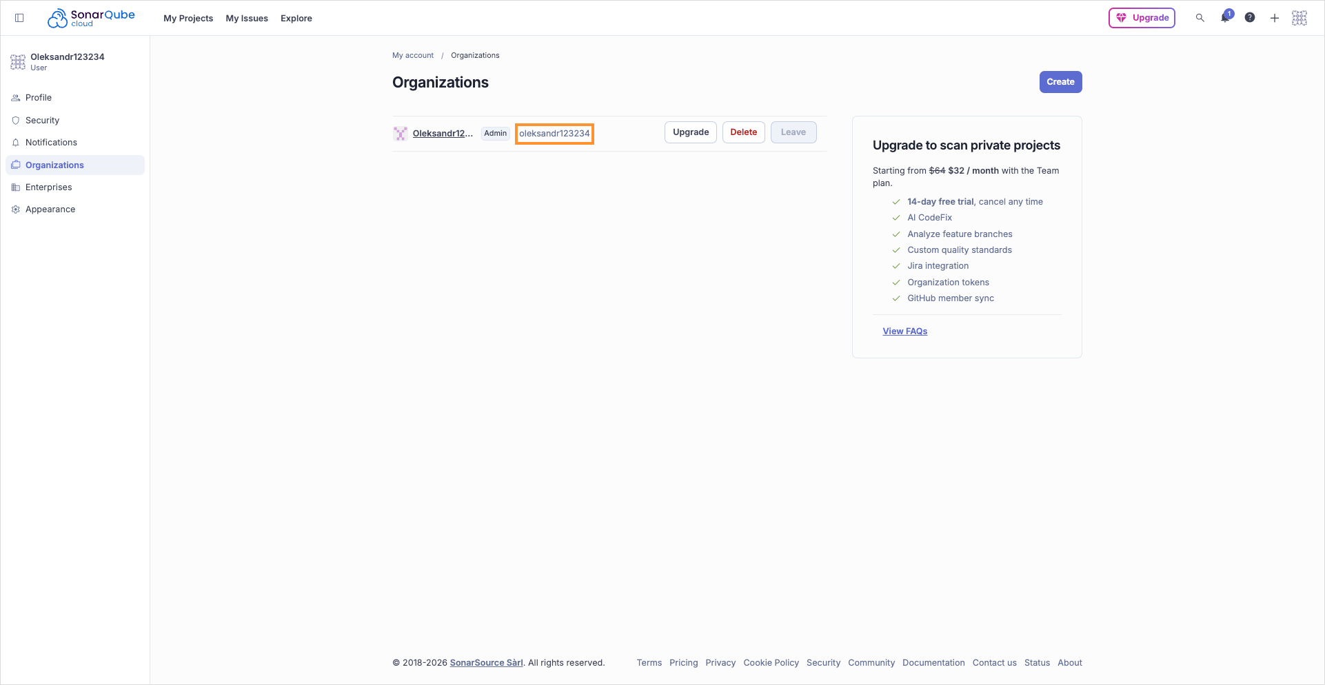 Organizations page Organizations page